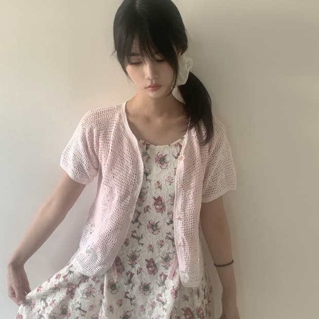 Punching button knit cardigan(pink)