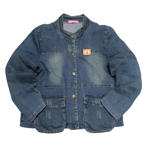 ✨ (바배) 벌 패치 스탠드카라 벌룬핏 청 데님 자켓 