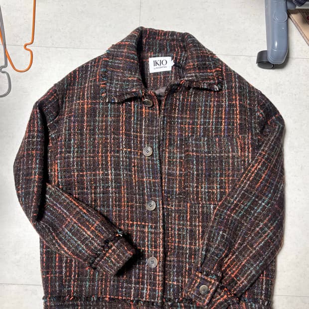 익조 울 프린지 트위드 자켓