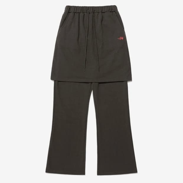 나이스고스트클럽 LOGO SWEAT LAYERED PANTS 차콜