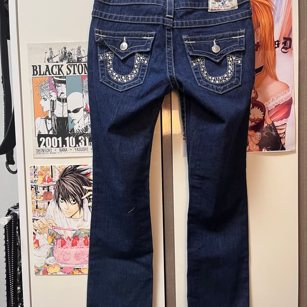 True Religion 트루릴리전 로우라이즈 일자핏 포켓 큐빅 데님