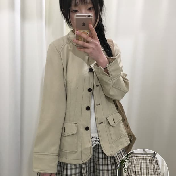 check pleats mini skirt