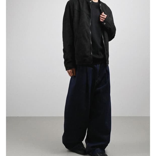 [egot] indigo one tuck wide denim pants