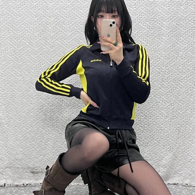 아디다스 Y2K 레트로 빈티지 딱붙핏 져지 집업 85 C11539