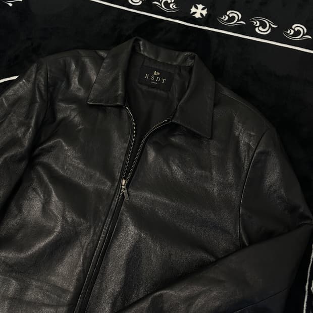 leather 빈티지 레더 미니멀 가죽자켓 램스킨 L
