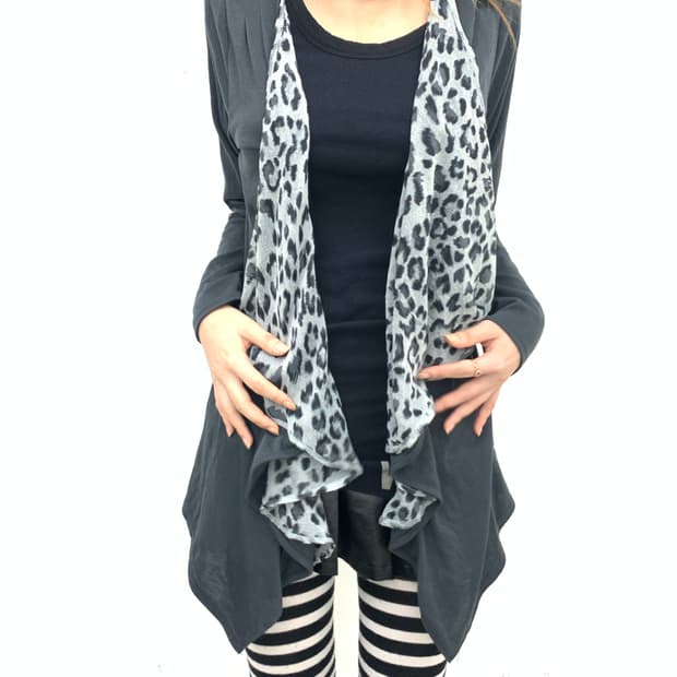 Leopard detail draped cardigan  
