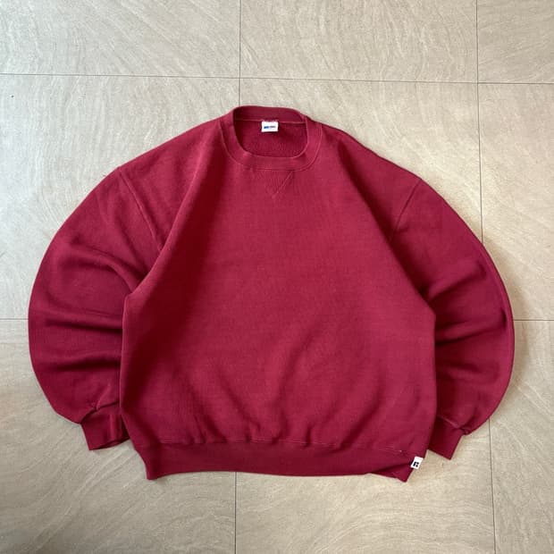 90s Russell 90년대 생산 러셀 블랭크 버건디 스웻셔츠