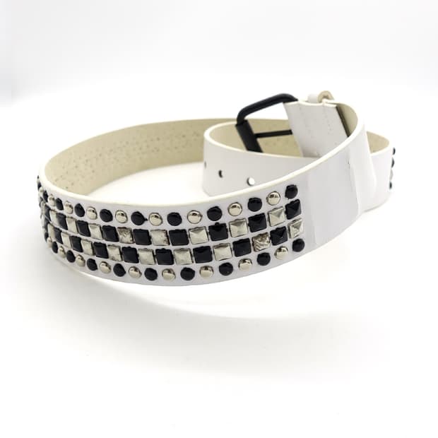 VINTAGEBELT 빈티지 스터드 화이트 벨트