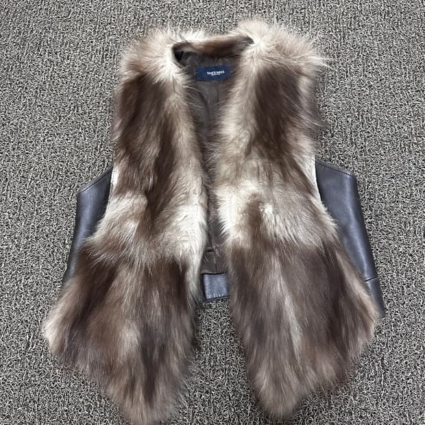 SHES MISS 쉬즈미스 폭스 퍼 양가죽 베스트 조끼 66사이즈
