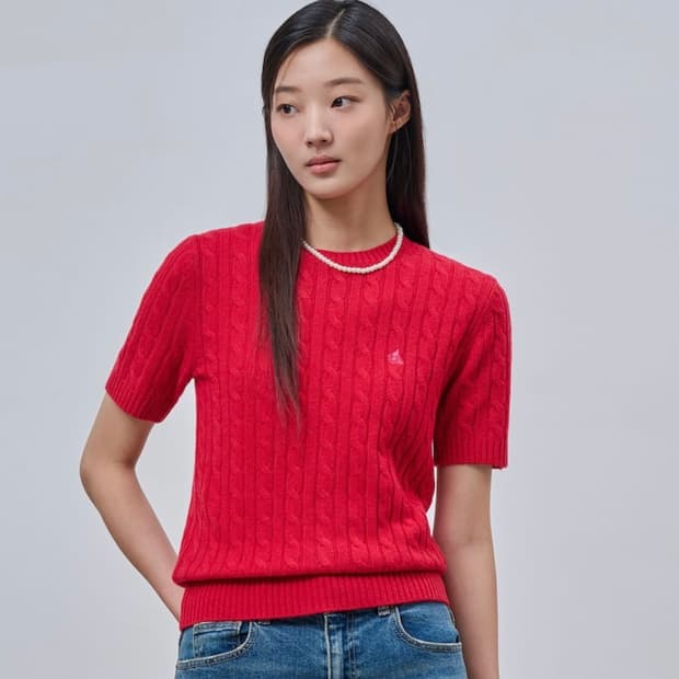 24FW BEANPOLE 울 케이블 반소매 풀오버