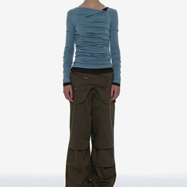 파르트멘토 우먼 투웨이 벨티드 레이어드 파라슈트 팬츠