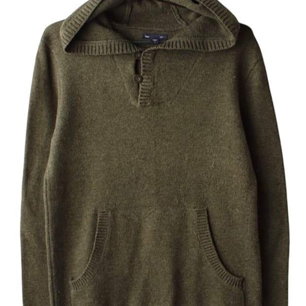 [M] GAP 갭 빈티지 울 블랜디드 하프 버튼 니트 후디