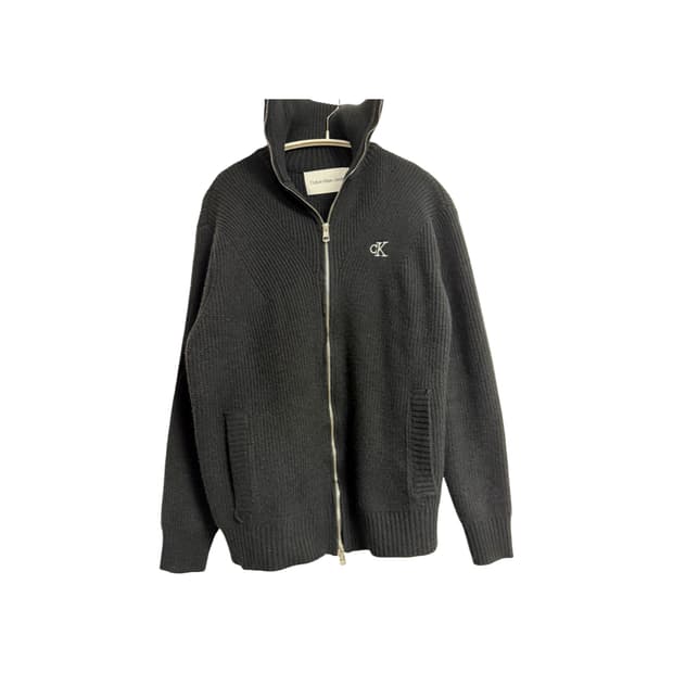 캘빈 클라인 진스 하이넥 집업 니트 가디건