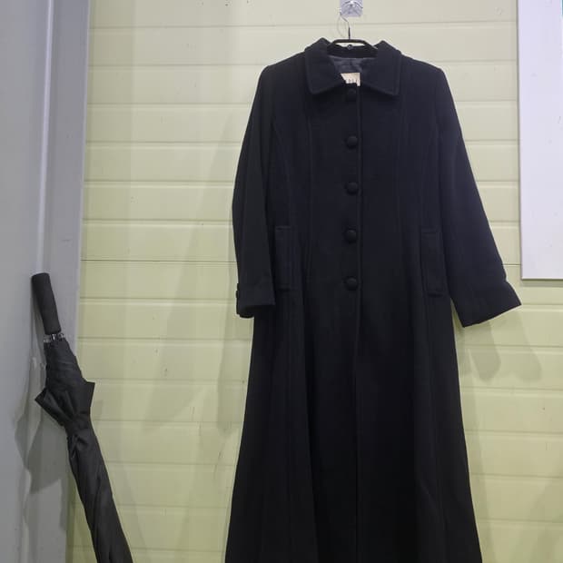 SERGE 블랙 롱 모직 코트 