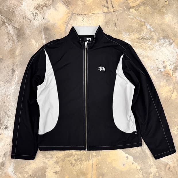 스투시 패널 트랙 자켓 블랙