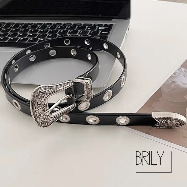 [Unisex] CEL 아일렛 슬림 클래식 웨스턴 벨트