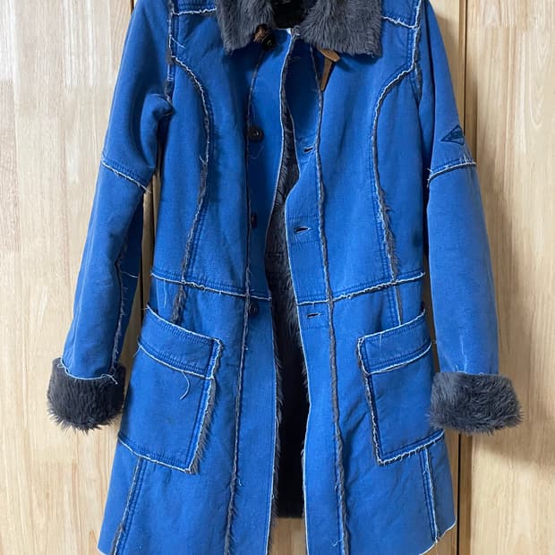 Diesel 블루 퍼(그레이) 롱코트