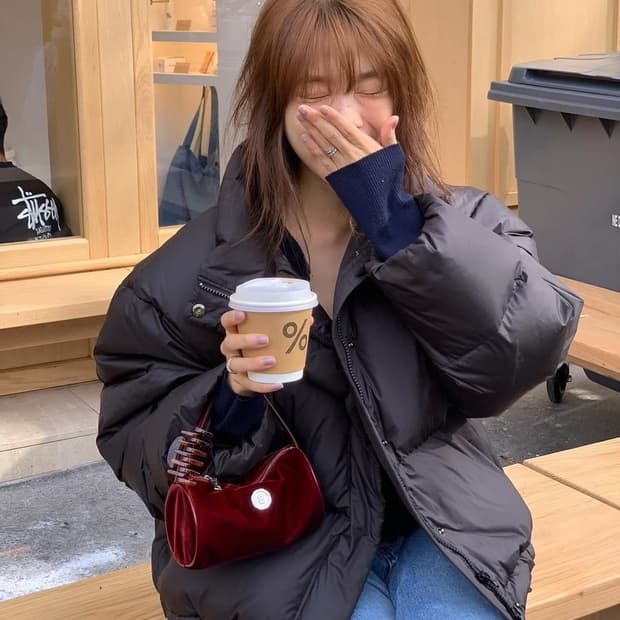 오버듀플레어 패딩 glossy down padding 블랙