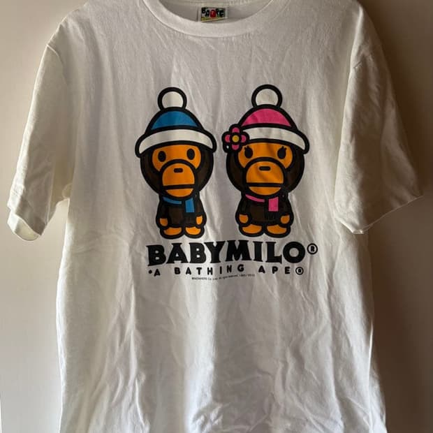 베이프 베이비 마일로 & 리사 윈터 티셔츠 화이트