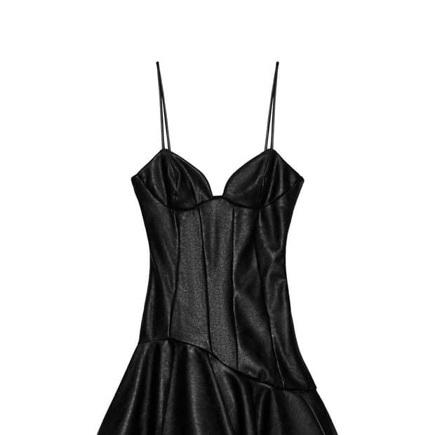 자라 프릴 레더 미니원피스