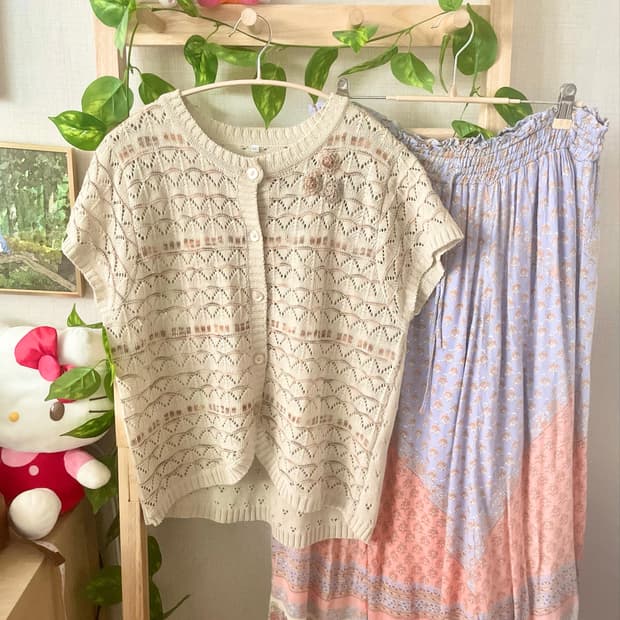 모리걸 빈티지 크로쉐 가디건 set 🌺🤍💜