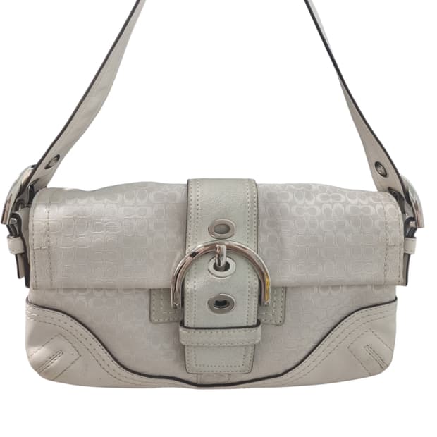 코치 시그니처 화이트 숄더백