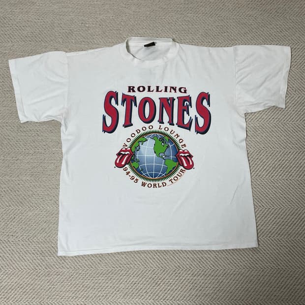 (XL) 90s 롤링스톤즈 부드라운지 월드투어 빈티지 밴드티 