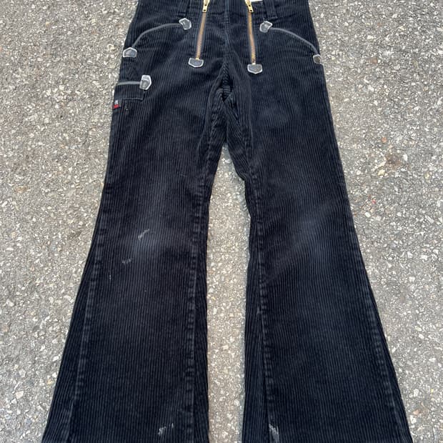 80s GERMANY BLACK CORDUROY 코듀로이 플레어팬츠