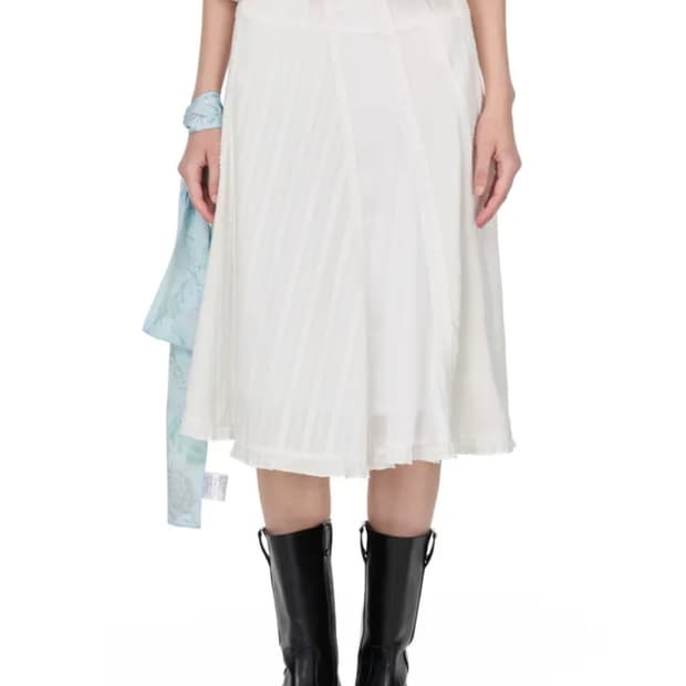 썬번프로젝트 레이스 패널 미디 스커트 화이트 M