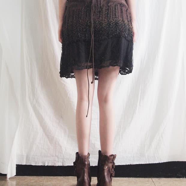 new* 디젤 블랙 골드 백스트링 그라데이션 미니스커트