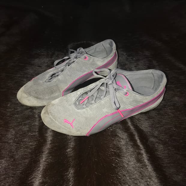PUMA Gray/Pink Suede Speedcat Shoes
