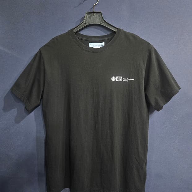 플라스틱 프로덕트 프린팅 로고 블랙 남성 오버핏 95~100 반팔티 