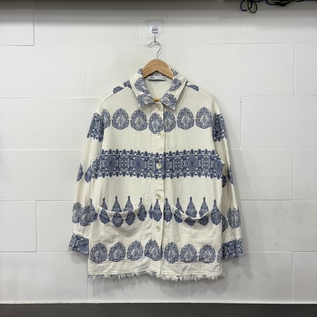 자라 자수 린넨 셔츠자켓