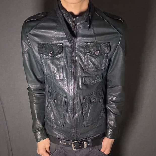 calfskin pocket leather jacket