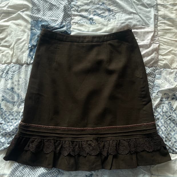 빈티지 레이스 미디스커트