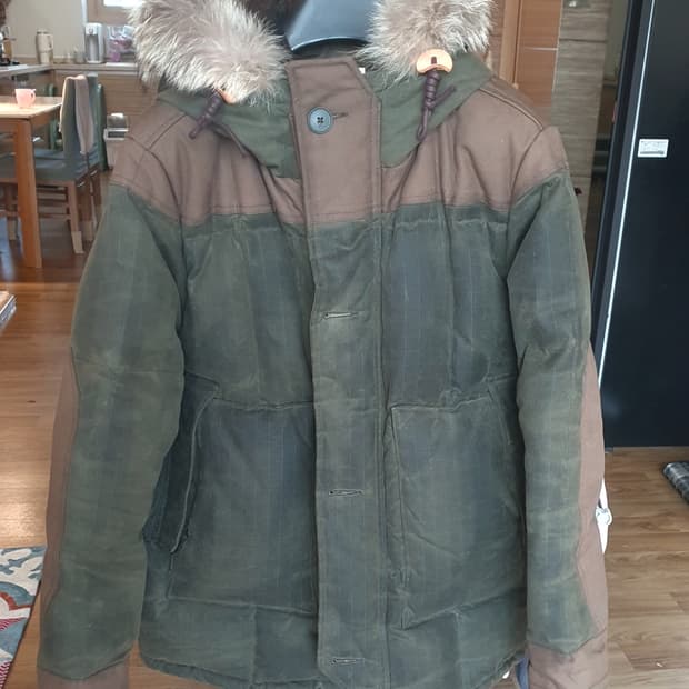 이스트로그 해리스트위드 퍼 후드 패딩 왁싱자켓 L