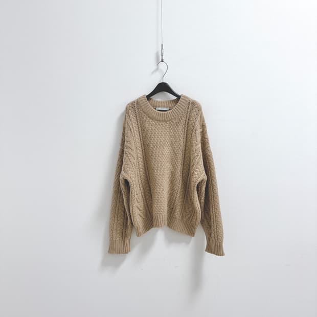 빈스 루즈핏  캐시미어 피셔맨 케이블 니트