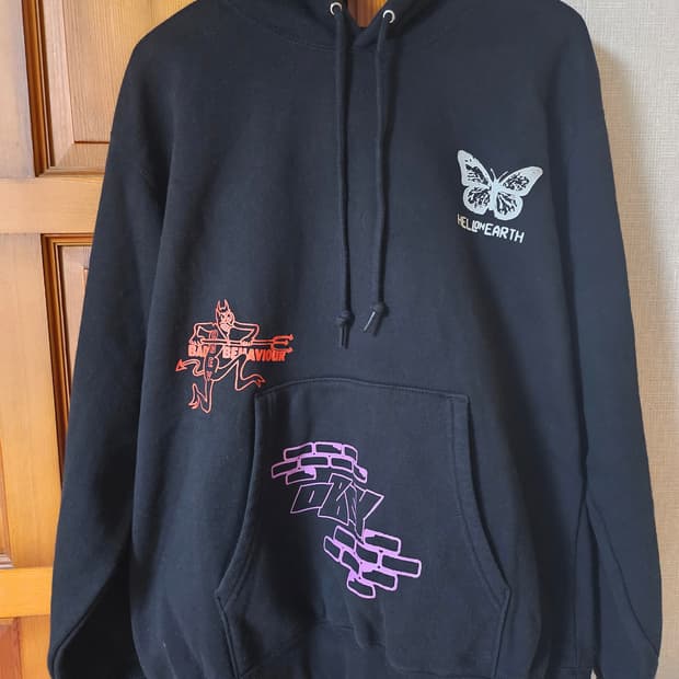 OBEY 버터플라이 오버핏 후드 블랙 L