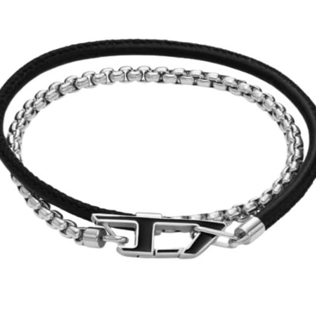 [새상품] 디젤 Dx1472 스테인리스 스틸 체인 브레이슬릿 실버 블랙