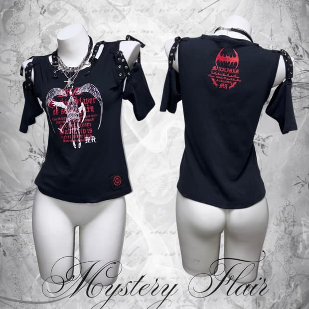 00s 고스펑크 어깨트임 아일렛 반팔 