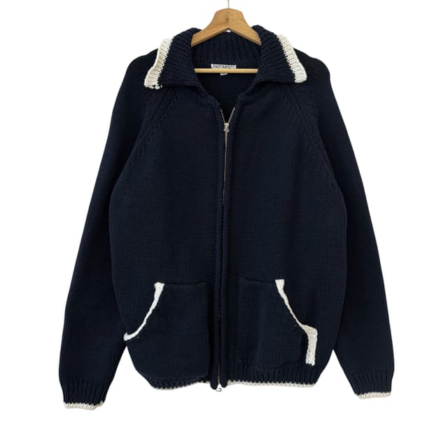 파르티멘토 헤비웨이트 코튼 니트 자켓 네이비