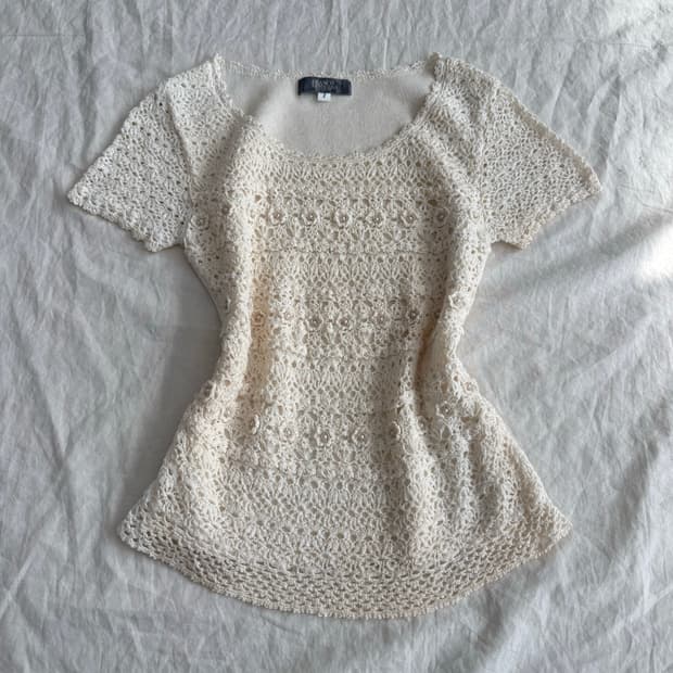 베이지 페어리 코지 딱붙 반팔탑