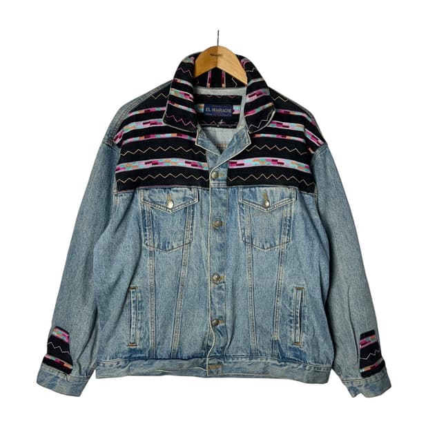 [El Huarache] 엘 우아라체 아즈텍 패턴 데님자켓