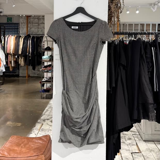 모스키노 칩앤시크 깅엄 체크 울 드레이프 드레스