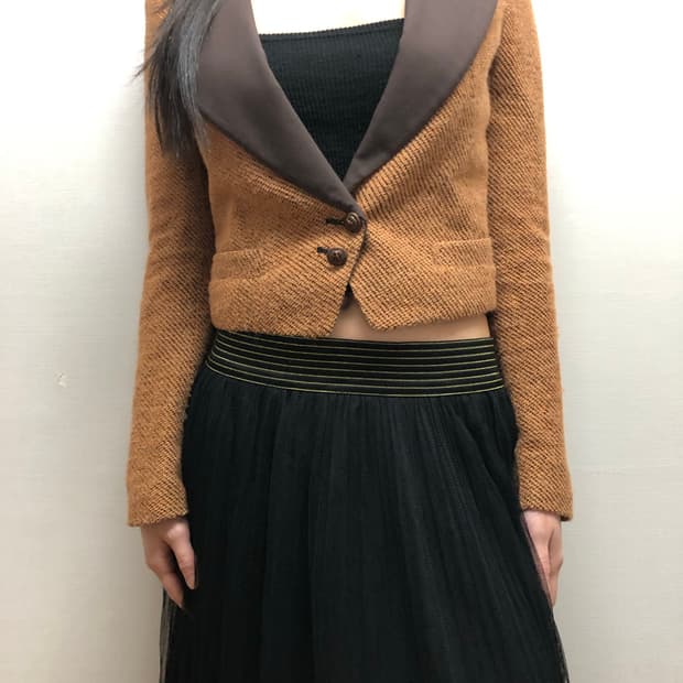 빈티지 오렌지 울 크롭 자켓