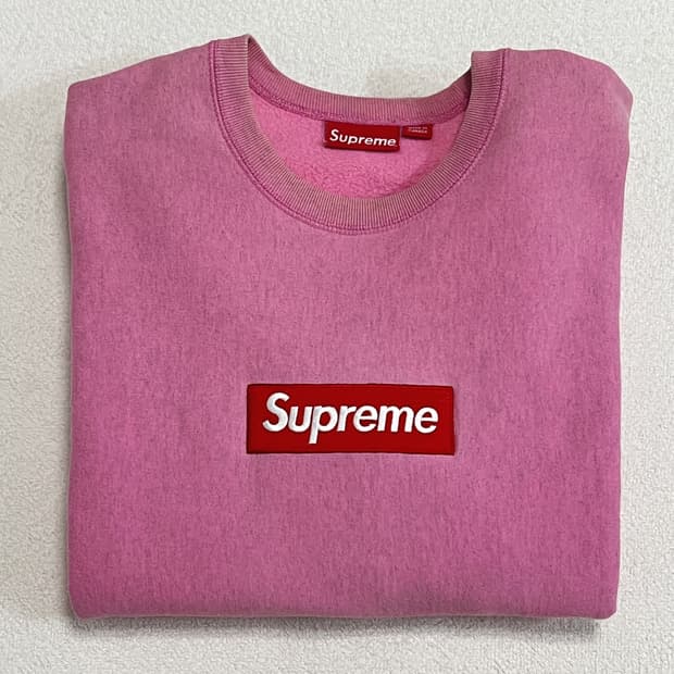 슈프림 15FW 박스로고 크루넥 헤더 핑크