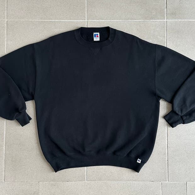 90s 빈티지 러셀 스웻셔츠 블랙 XL USA