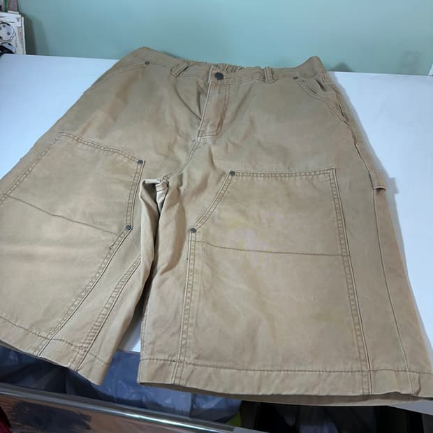 XL 디미트리블랙 빈티지워시드 베이지 코튼 카펜더 반바지