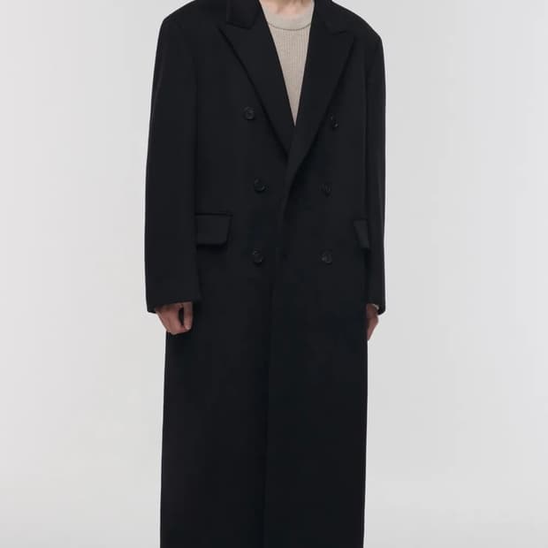 무탠다드 캐시미어 블렌드 대디핏 더블 롱 코트 XL