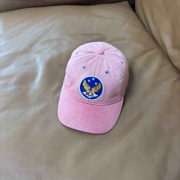 RRL 더블알엘 랄프로렌 폴로 윙로고 6패널 볼캡 모자 워시드 레드